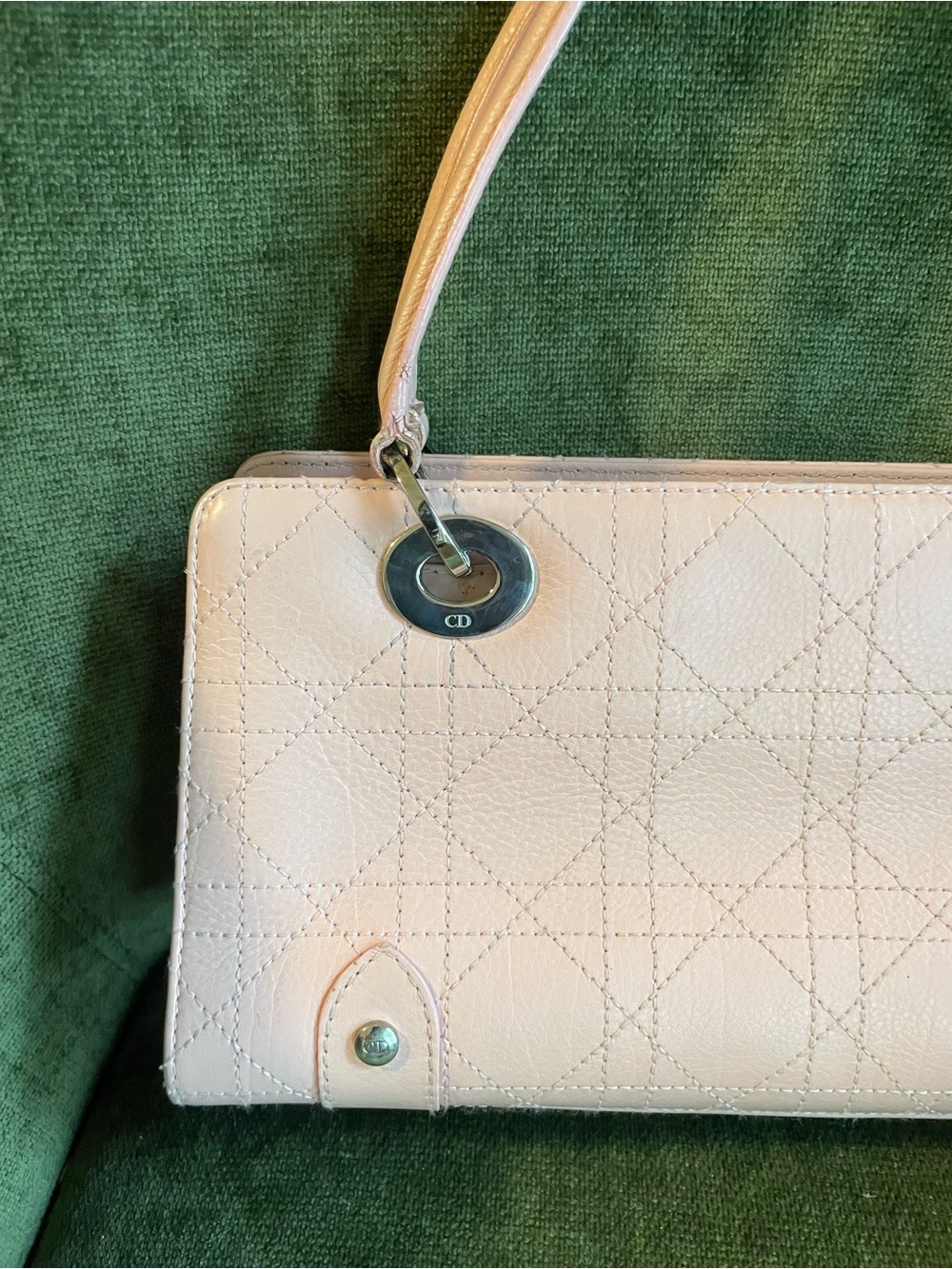 Authentic Dior Light Pink Quilted Shoulder east west Bag with Silver Hardware - Picture 5 of 13